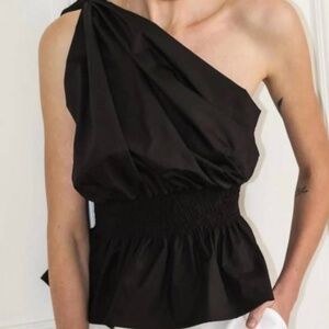 MONICA NERA One Shoulder Demi Top in Black